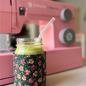 Floral Fabric Mason Jar Cozy — Custom Sewn